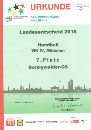 urkunde handball 2018 2