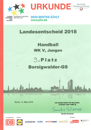 urkunde handball 2018